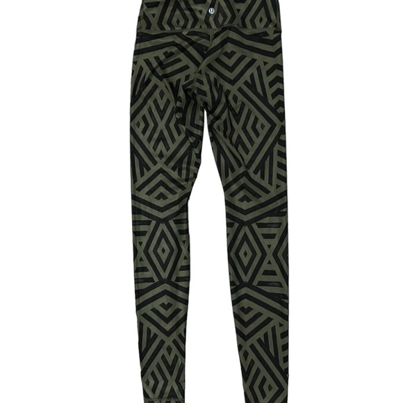 Lululemon Wunder Under Leggings Luxtreme Chevron Shuffle Fatigue Green Sz 4 - Picture 12 of 14